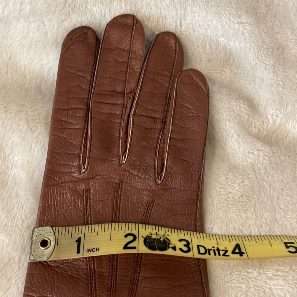 Dawnelle Vintage 11" Cognac Leather Gloves Gem